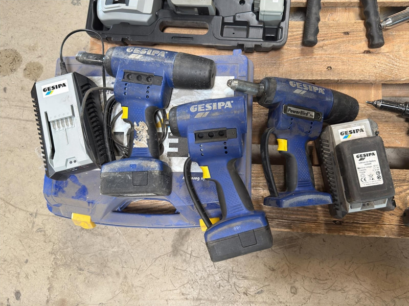 Assortment of tools for pop riveting, etc.