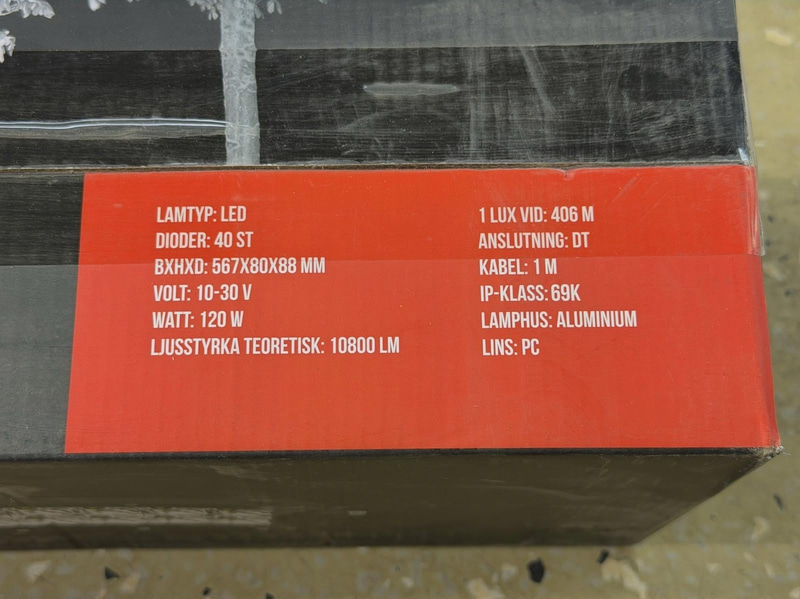 High Lux Auxiliary Light Bar, 567 mm, 120 W