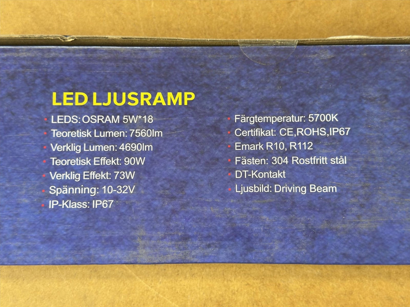 LED-ljusramp samt 3 st arbetsbelysning, HBA, 4 delar