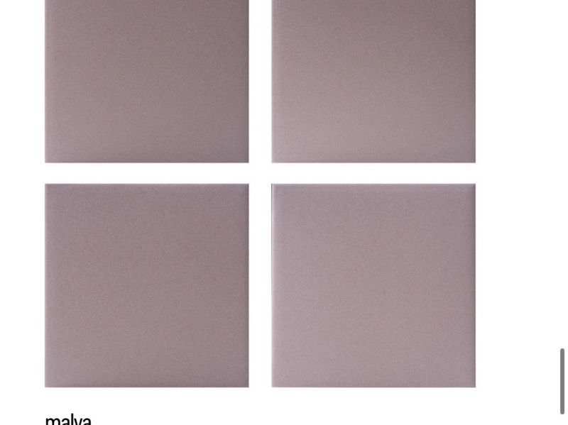 Quintessenza Pigmento10 tiles, matte mauve, 10.2 x 10.2 cm