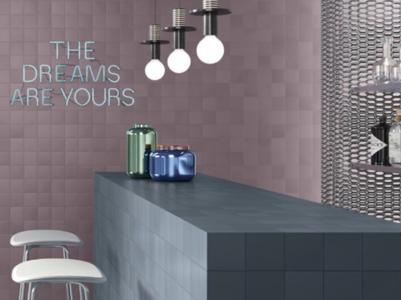 Quintessenza Pigmento10 tiles, matte mauve, 10.2 x 10.2 cm