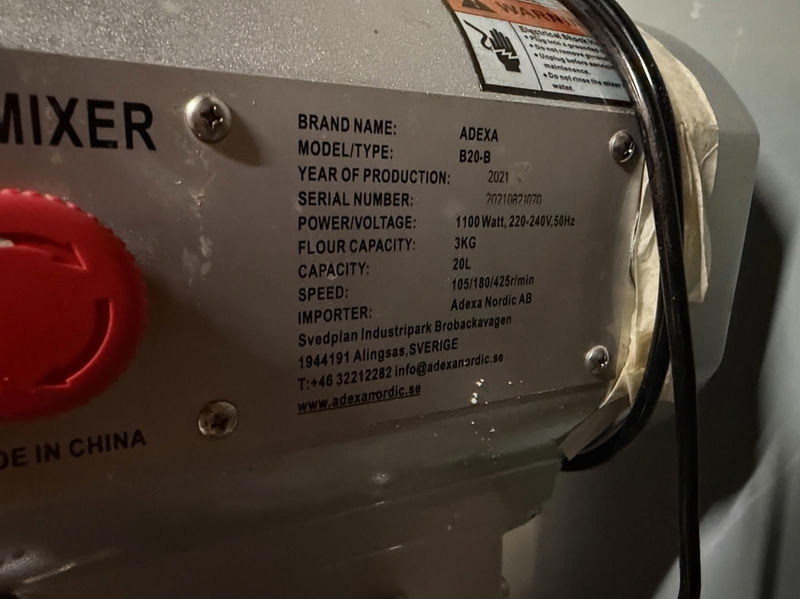 Adexa B20-B Dough Mixer, 20 L, 1100 W