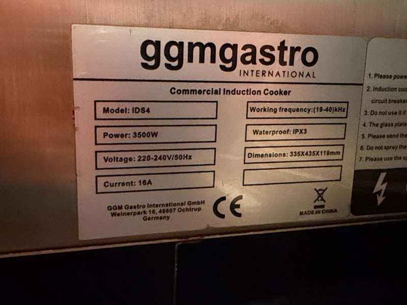 2 GGM Gastro IDS4 induction cookers, 3500 W