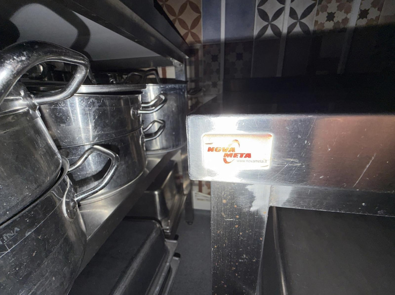 Stainless steel work table by Nova Meta, on casters