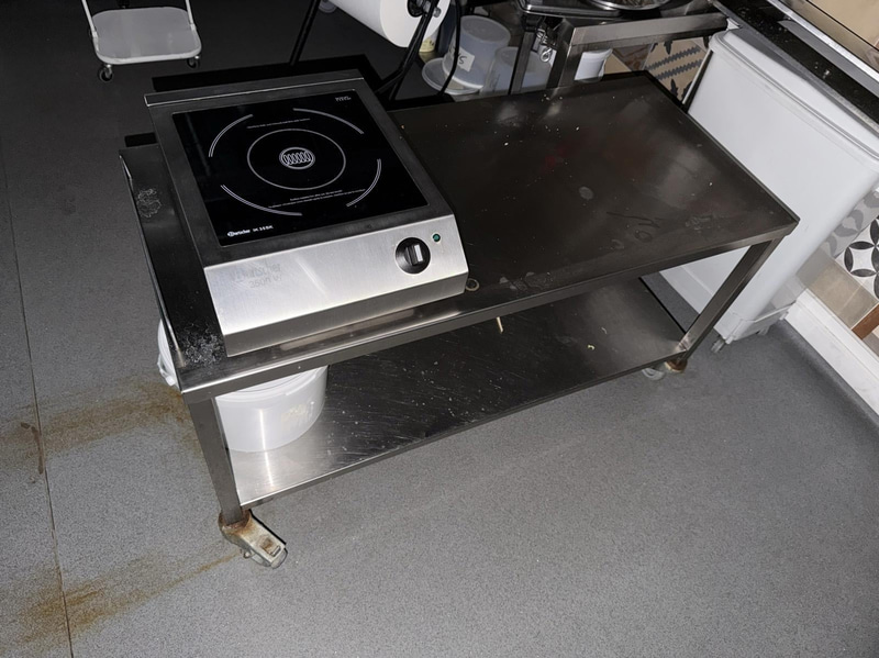 Stainless steel workbench on wheels