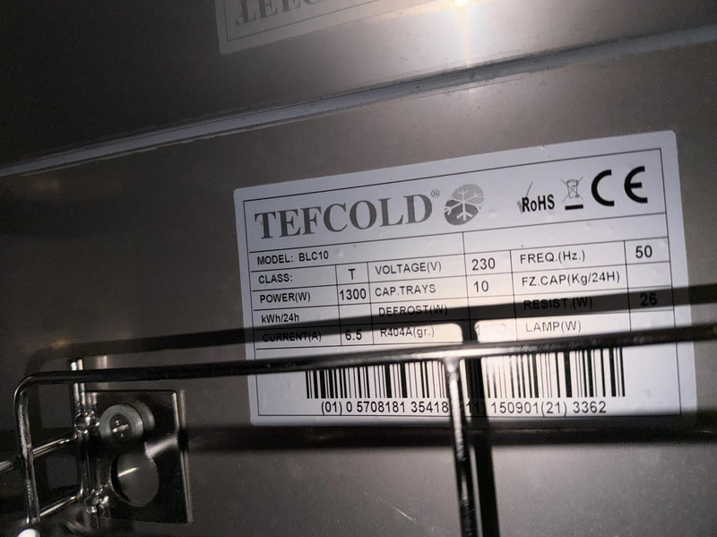 Kylskåp Tefcold BLC10, 10 plåtar - FUNGERAR EJ