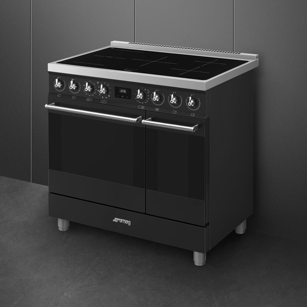 Smeg Induction Range 90x60 cm, Matte Black, Classic, C92IPMB2