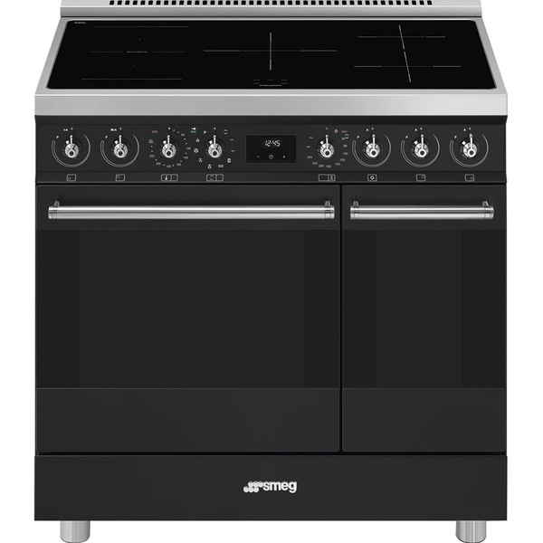 Smeg Induction Range 90x60 cm, Matte Black, Classic, C92IPMB2