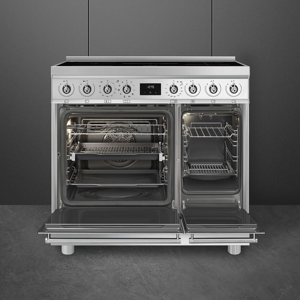 Smeg Induction Range Cooker 90x60 cm Stainless Steel Classic C92IPX2