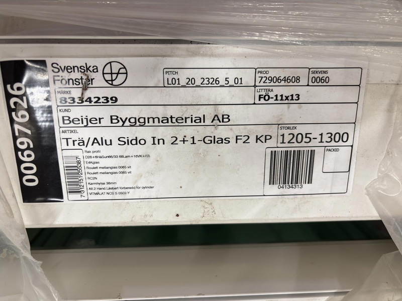 4 st. Fönster Svenska Fönster, 1205x1300 mm