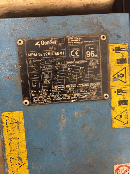 Welder GenSet MPM 5/190 EB/H - For parts
