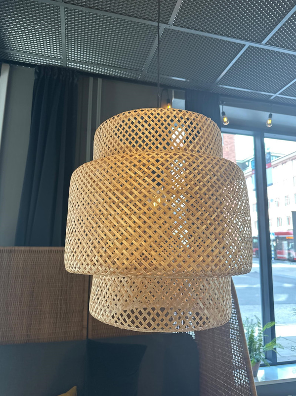 2 st. Cafébord, 2 st. Stolar, taklampa samt soffa