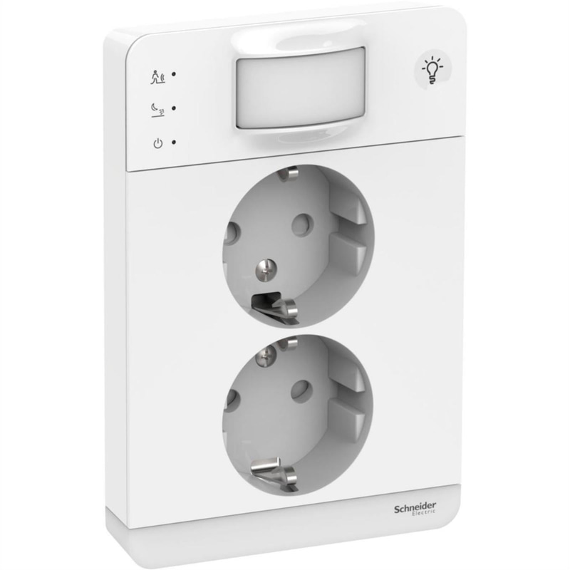 (NEW) 2-GANG WALL SOCKET WITH LIGHT, WHITE, WDE002190