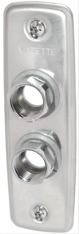 (NEW) 2 PCS. 18 VATETTE WALL PLATES FOR 2 PIPES, 60 C/C, PEX, ALUPEX FKR.