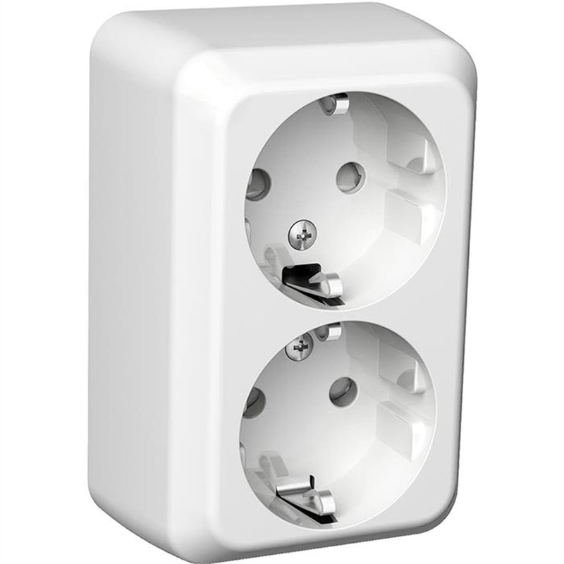 (NEW) SURFACE-MOUNTED DOUBLE SOCKET OUTLET SCHNEIDER ELECTRIC EXXACT WDE002972, GROUNDED, 5 PCS