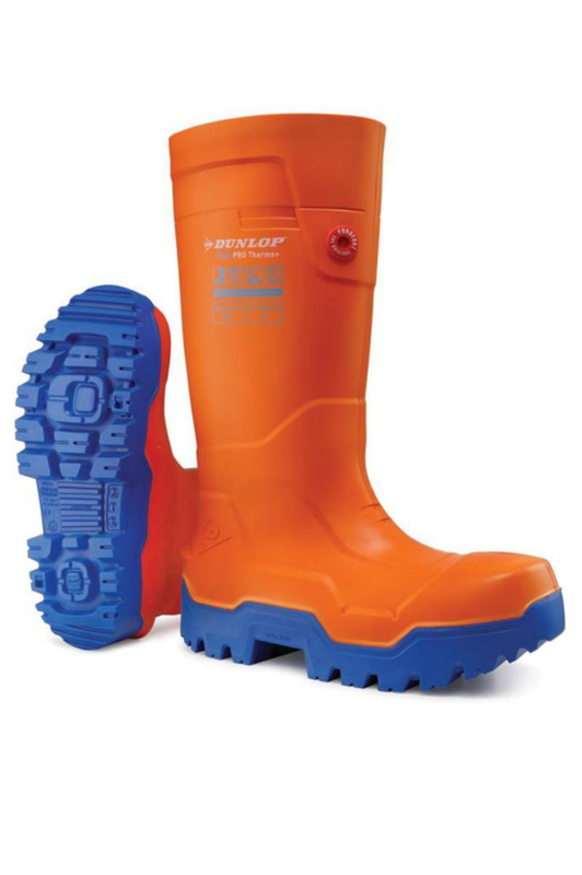 SKYDDSGUMMISTÖVLAR DUNLOP FIELDPRO THERMO+ S5, ORANGE STL.37