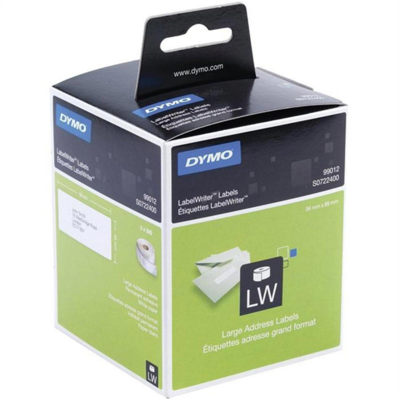 6 ST. DYMO ADRESSETIKETT VIT 36X89MM