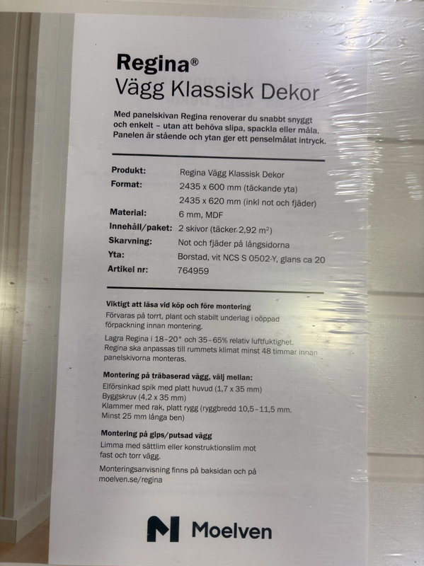 10 st. PANEL MOELVEN REGINA KLASSISK VIT 6X620X2435MM (14,5 M2)