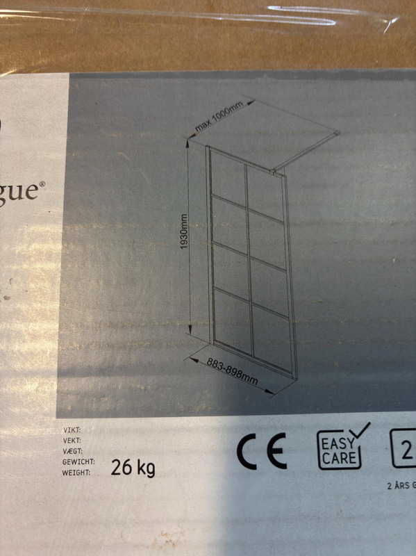 DUSCHVÄGG CAMARGUE FRAME MED SVARTA SPRÖJS 90 CM
