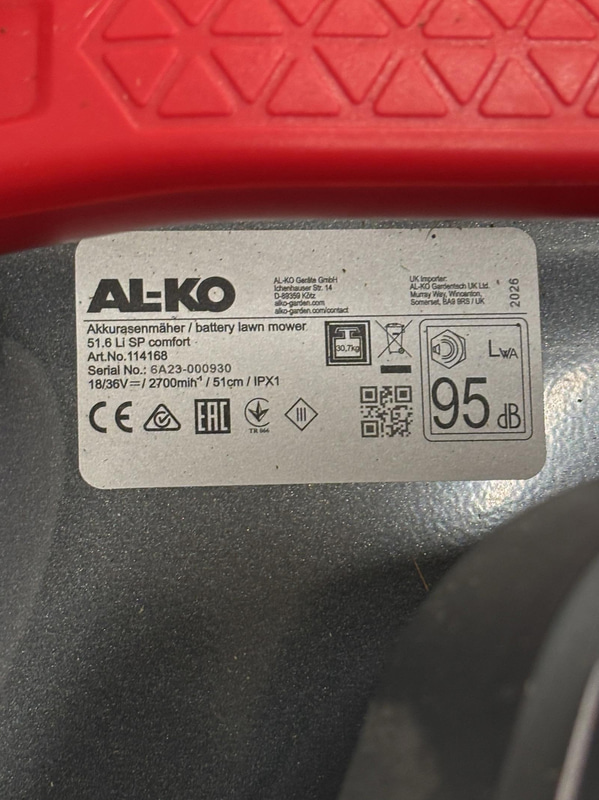 LAWN MOWER AL-KO 51.6 LI SP COMFORT 18V 2X8.0AH/4.0AH