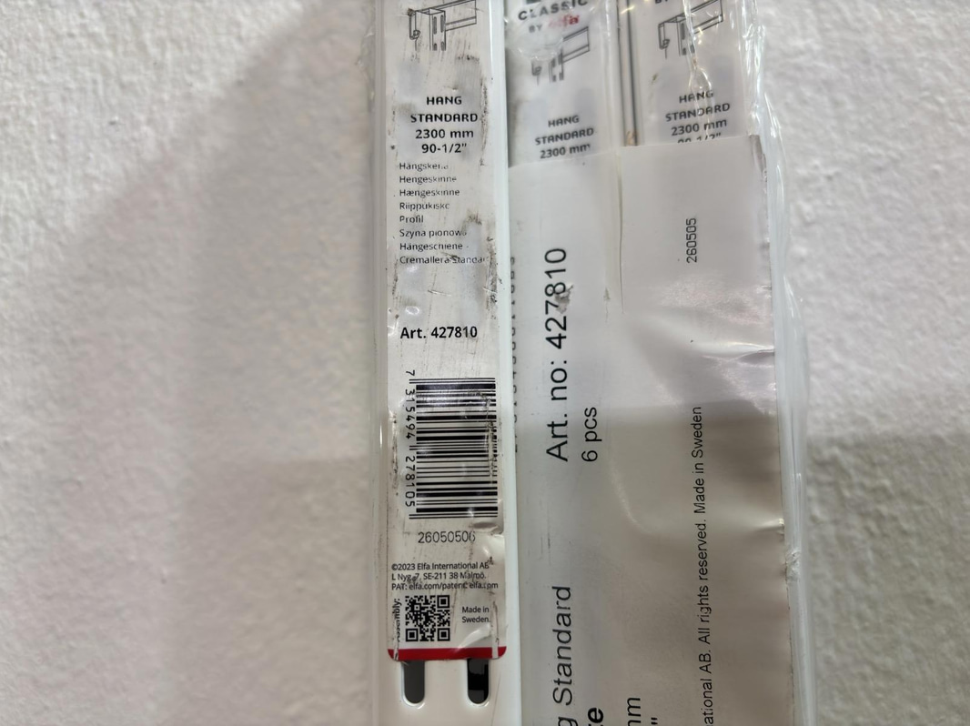7 st. HÄNGSKENA ELFA 2300MM VIT
