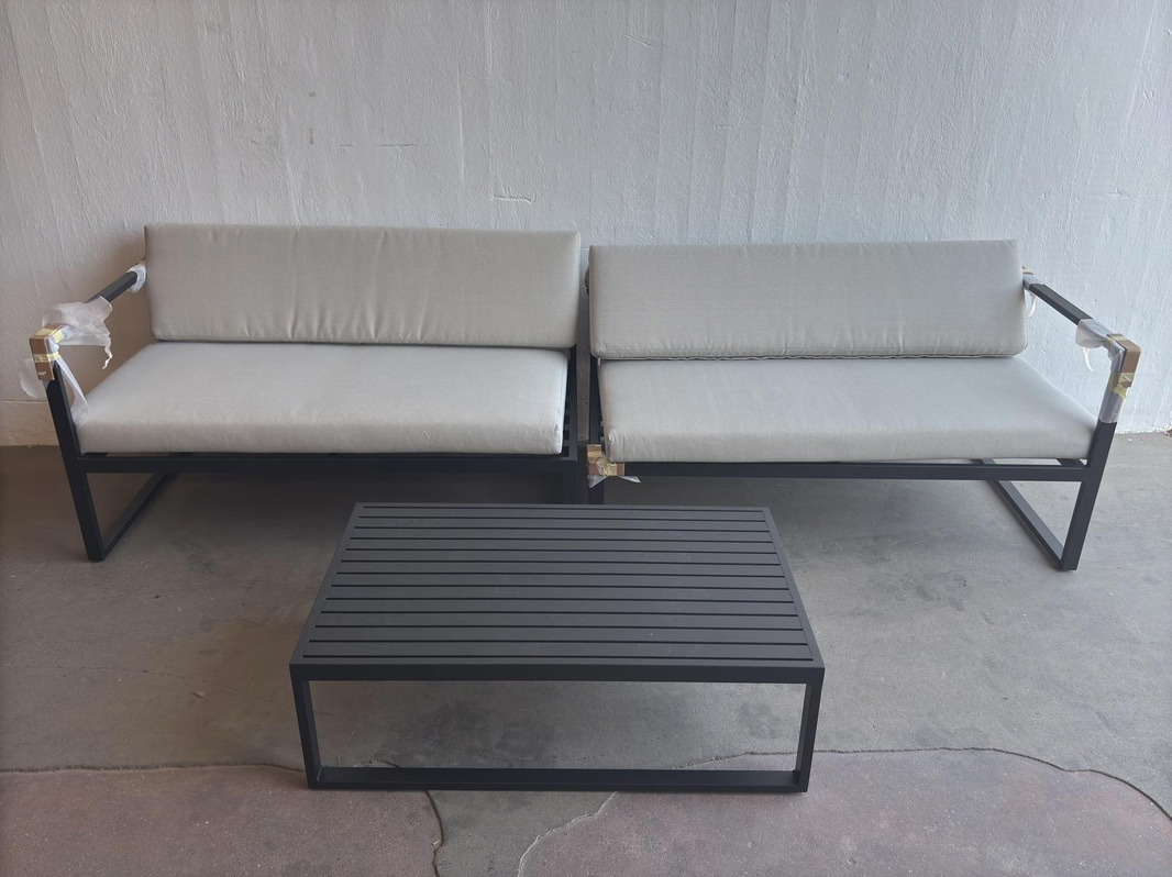 2 sofas incl. coffee table, Sensum Skepparholmen, black