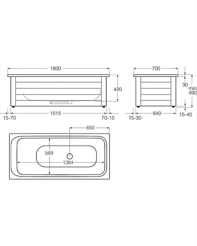 Gustavsberg Kombi 1604 Bathtub - 1600x700