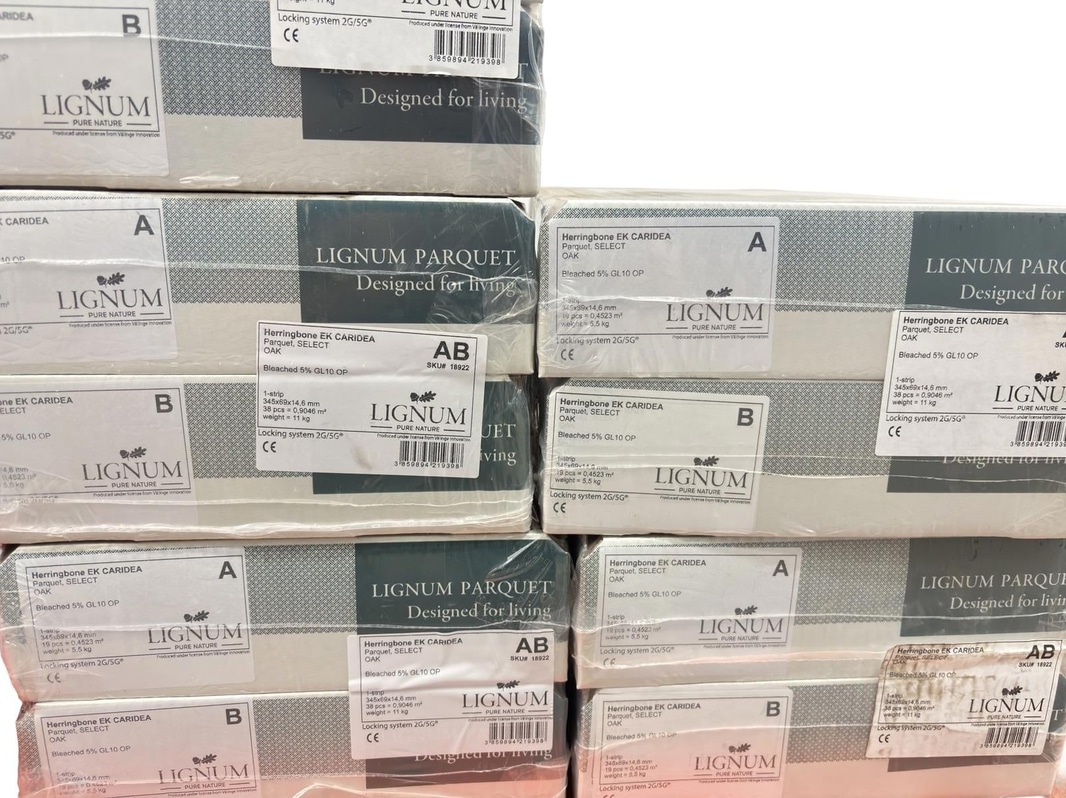 (NEW) 10 packs of Lignum herringbone parquet, Oak Caridea, total approx. 4.523 m²