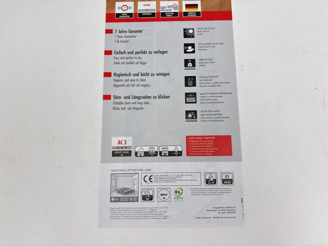 4 st. förp. Laminatgolv, 6mm, totalt ca 12,04 m²