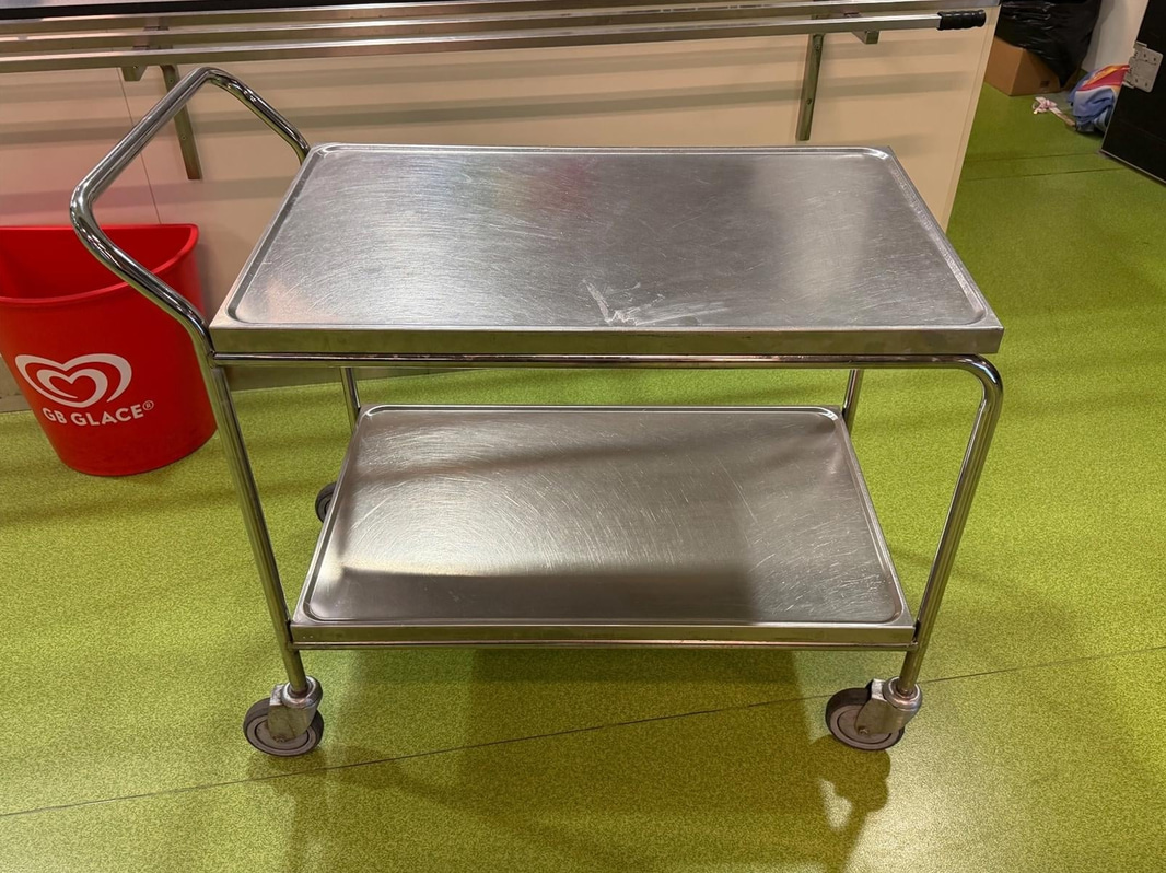 Serving trolley, stainless steel
