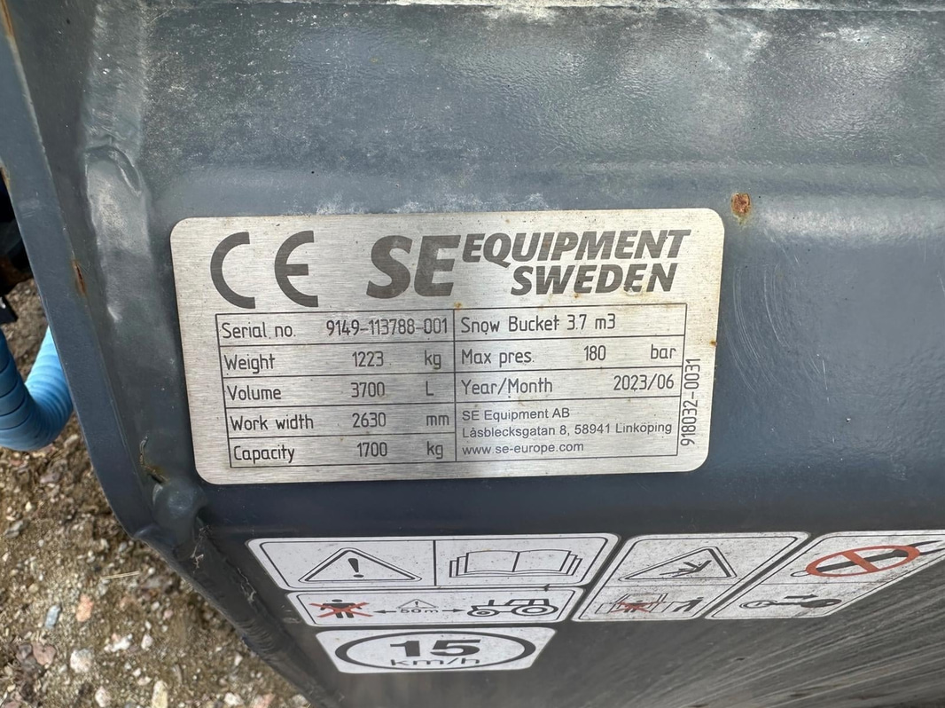 Klaffskopa, SE Equipment 3.7 m3. B=2 600 mm. Volym 3 700 l. -2023