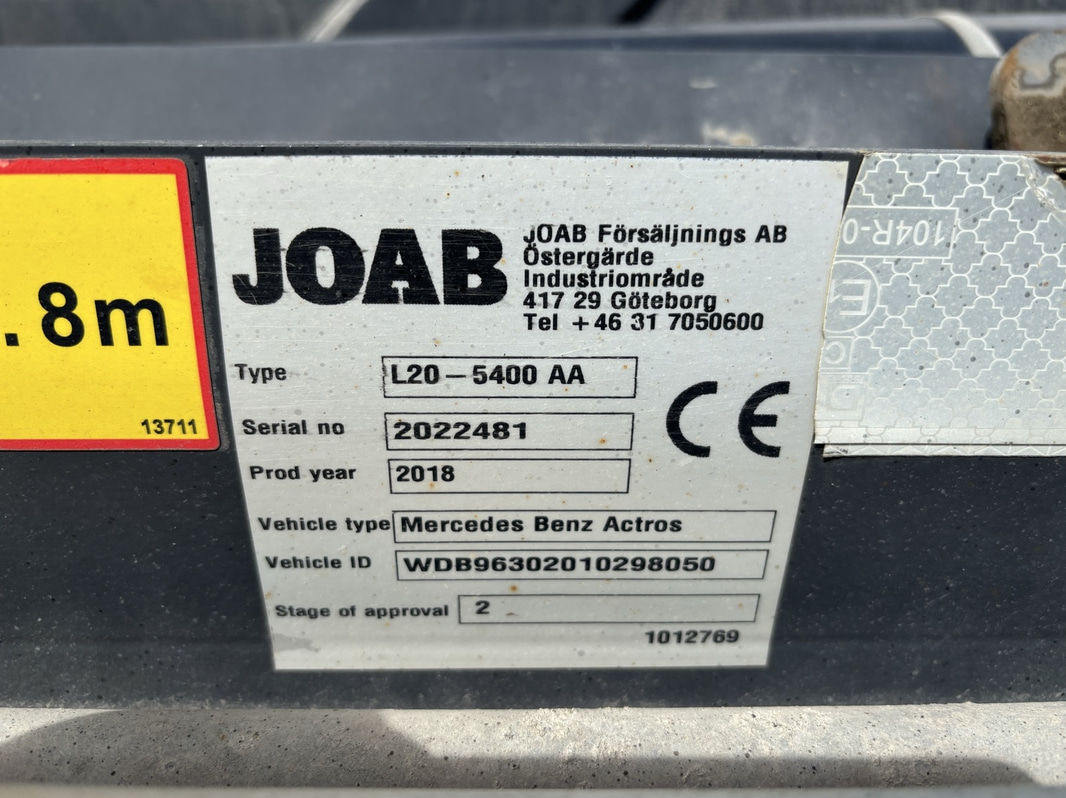 Hooklift truck Mercedes-Benz Actros 2851 -2018 | JOAB 20-ton