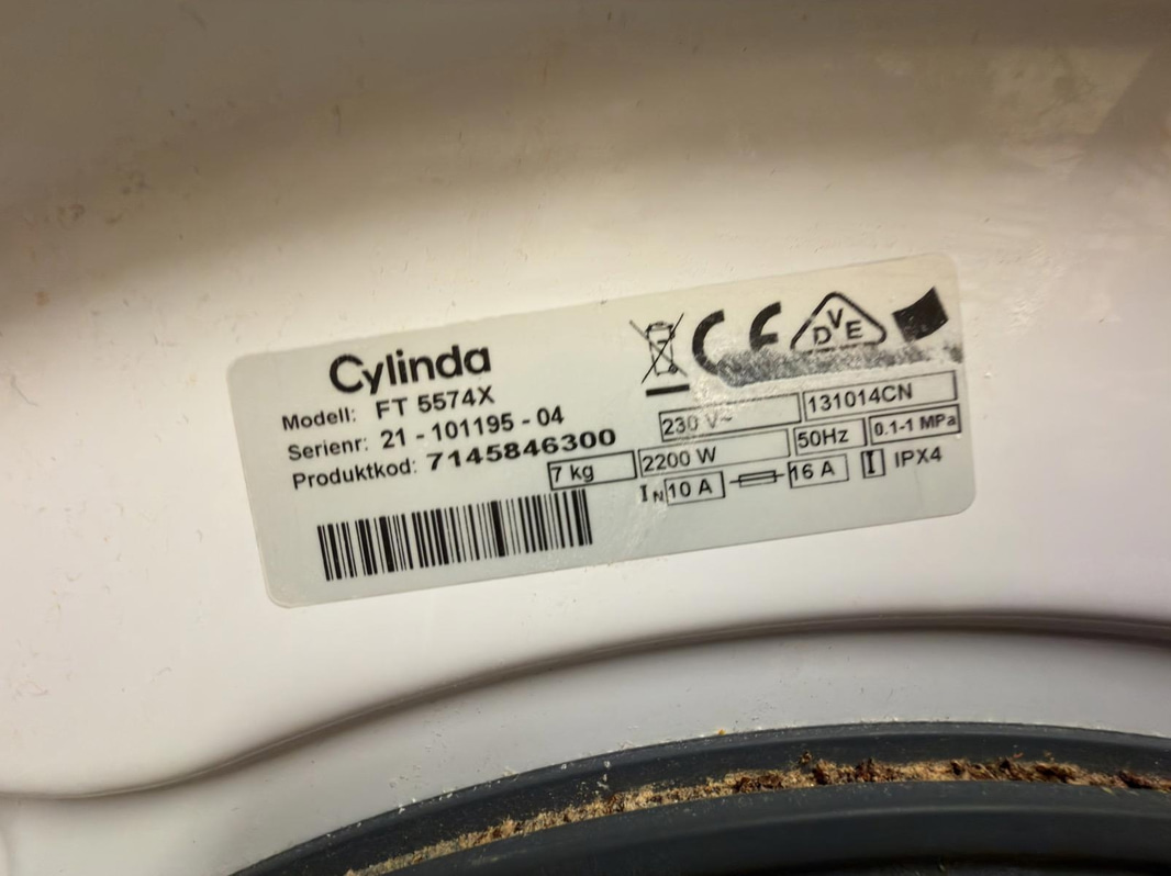 Cylinda FT 5574X washing machine, 7 kg, 1400 rpm