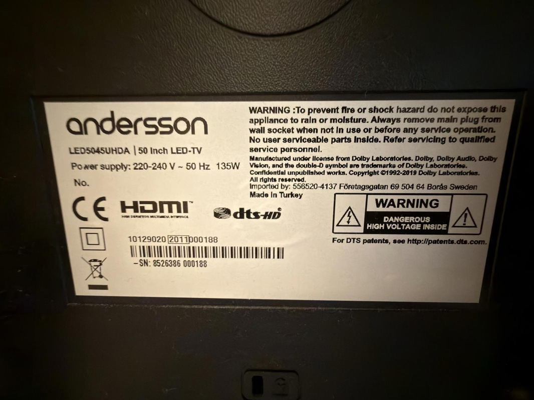 TV Andersson LED5045UHDA, 50 tum
