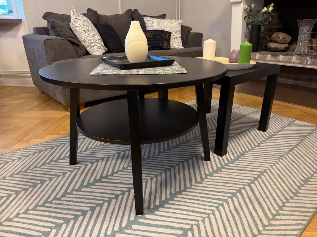 Coffee tables and rug