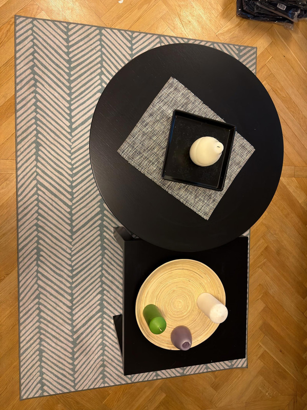 Coffee tables and rug
