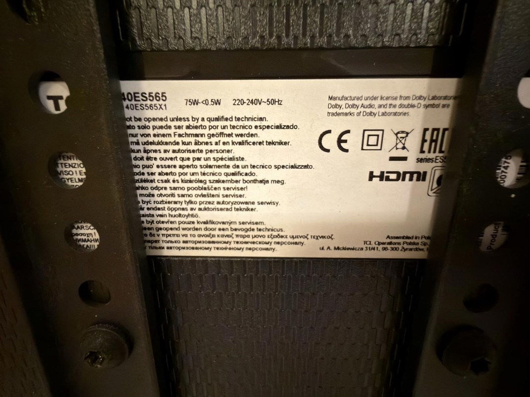 TV TCL 40ES565, 40 tum