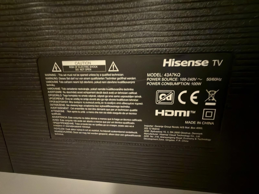 TV Hisense 43A7KQ, 43 tum