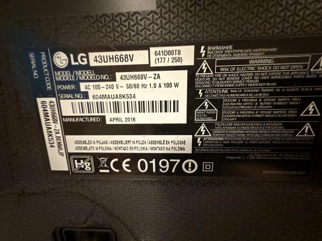 TV LG 43UH668V, 43 tum, 4K