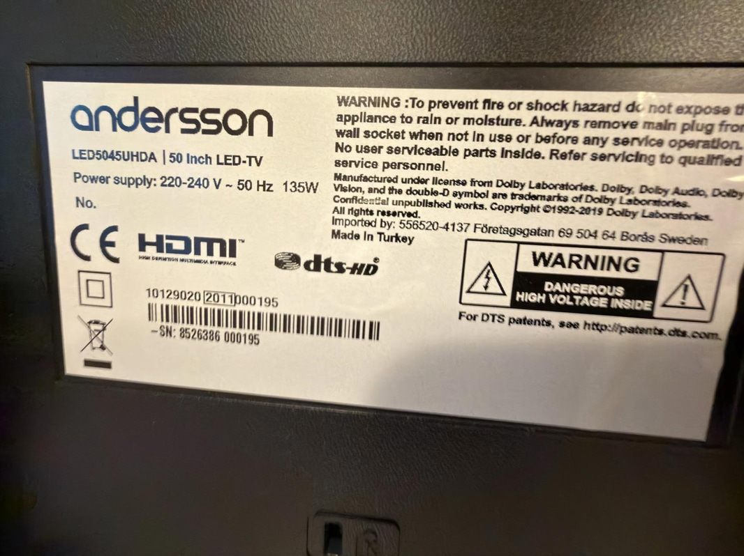 TV Andersson LED5045UHDA, 50 tum