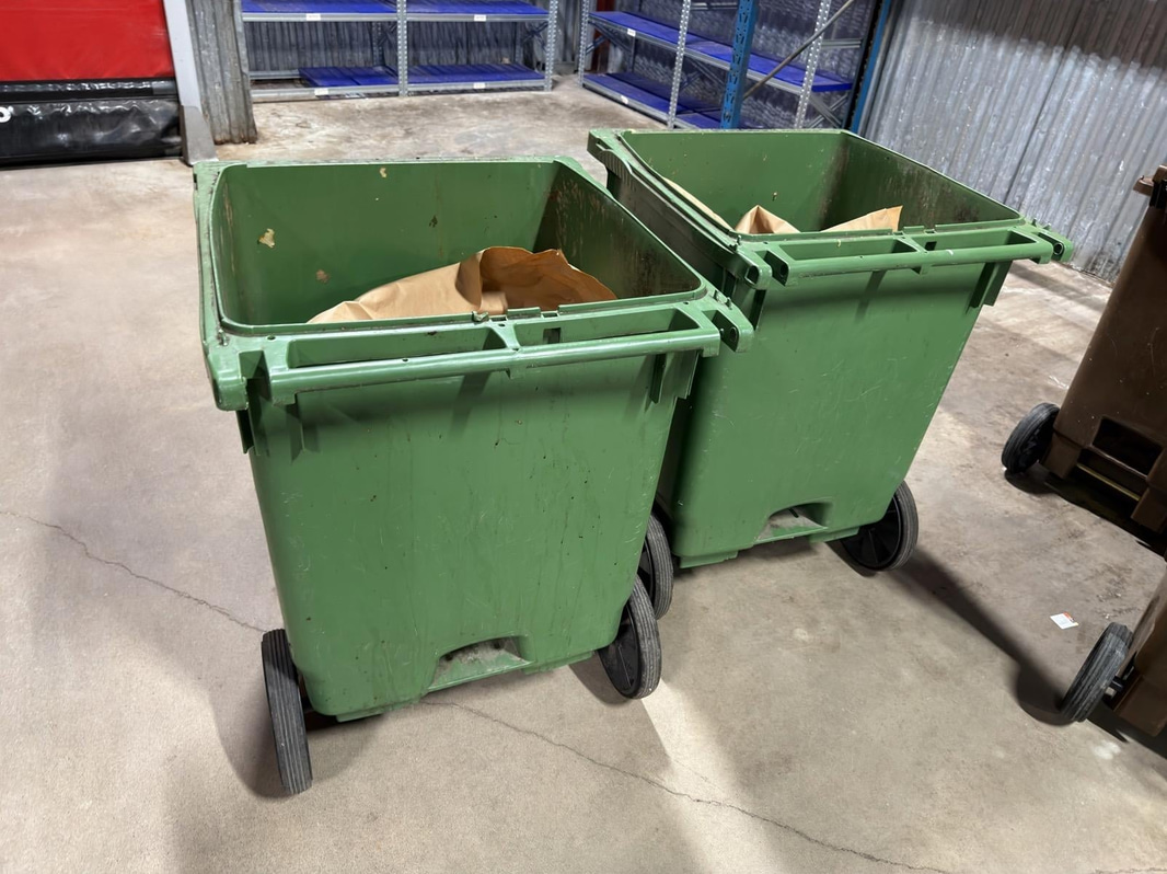 6 garbage bins