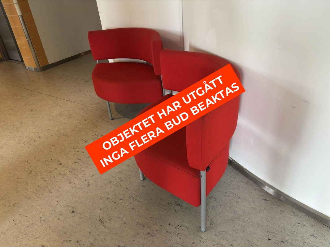 2 red Mitab armchairs