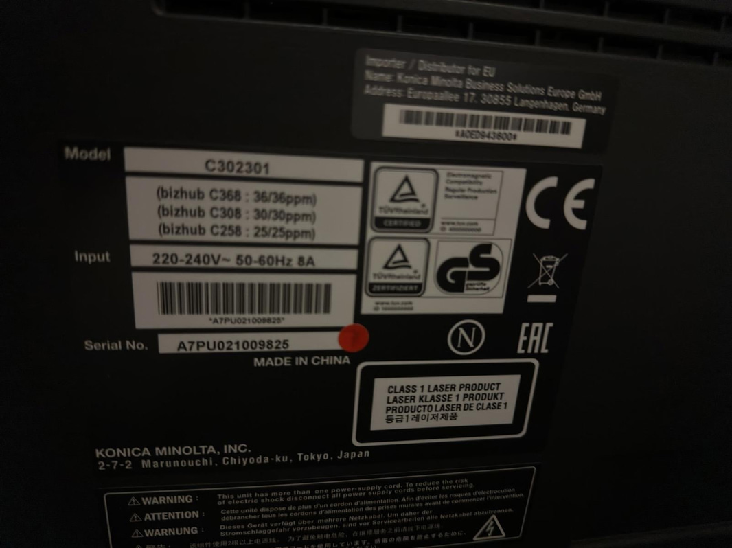 Multifunktionsskrivare Konica Minolta Bizhub C368
