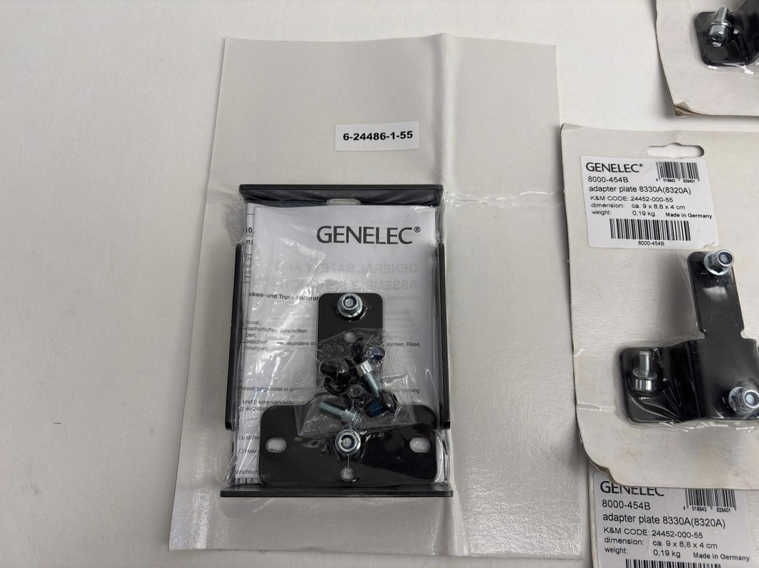 (NEW) Lot of adapters/mounts for speaker stands, Genelec