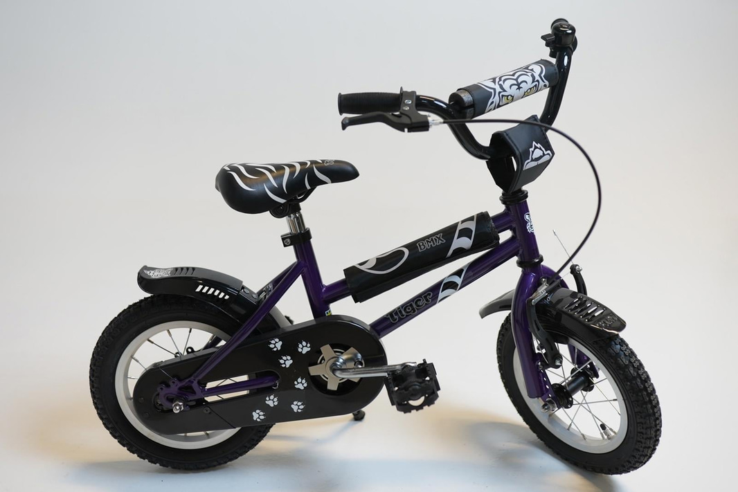 (NEW) Tiger BMX bike, 12-inch wheels, 6-inch frame, purple