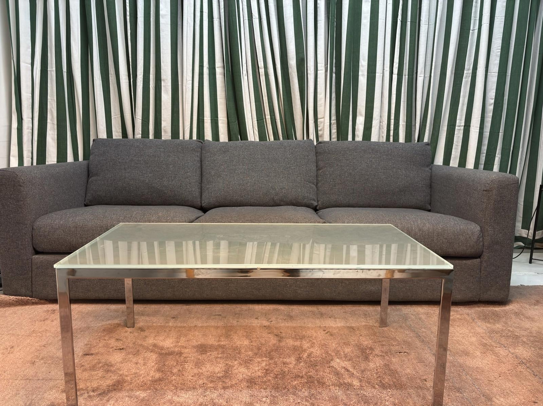 Sofa with glass table
