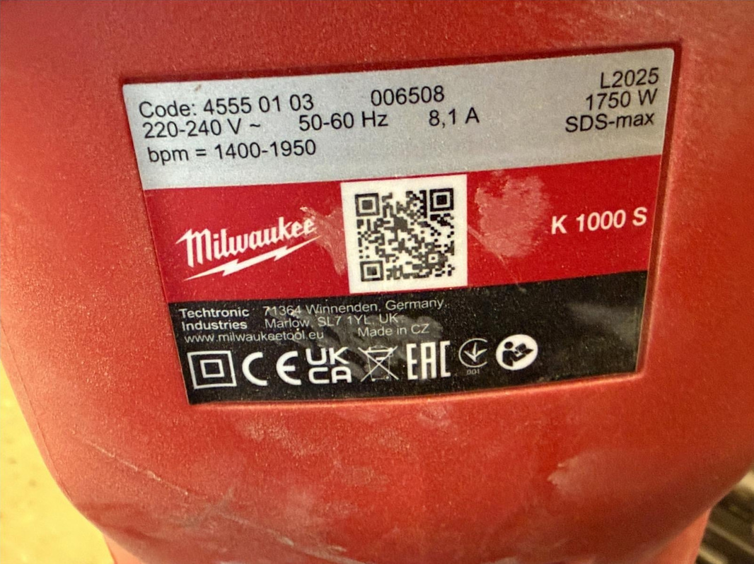 Bilningshammare Milwaukee K 1000 S, 1750 W, SDS-max