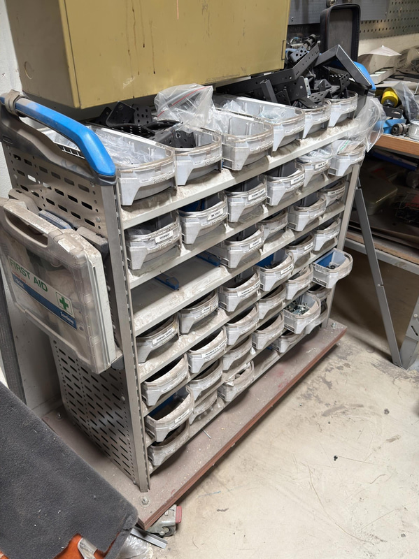 Shelving unit with drawers and contents, Sortimo, 100x37x110 cm