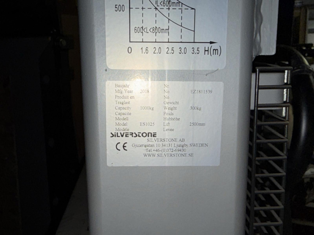High-lift pallet stacker, Silverstone ES1025, 1000 kg, 2.5 m