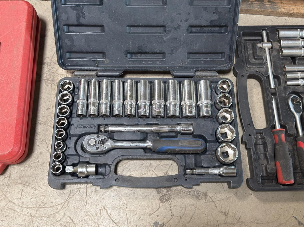 Lot of assorted toolboxes with tools